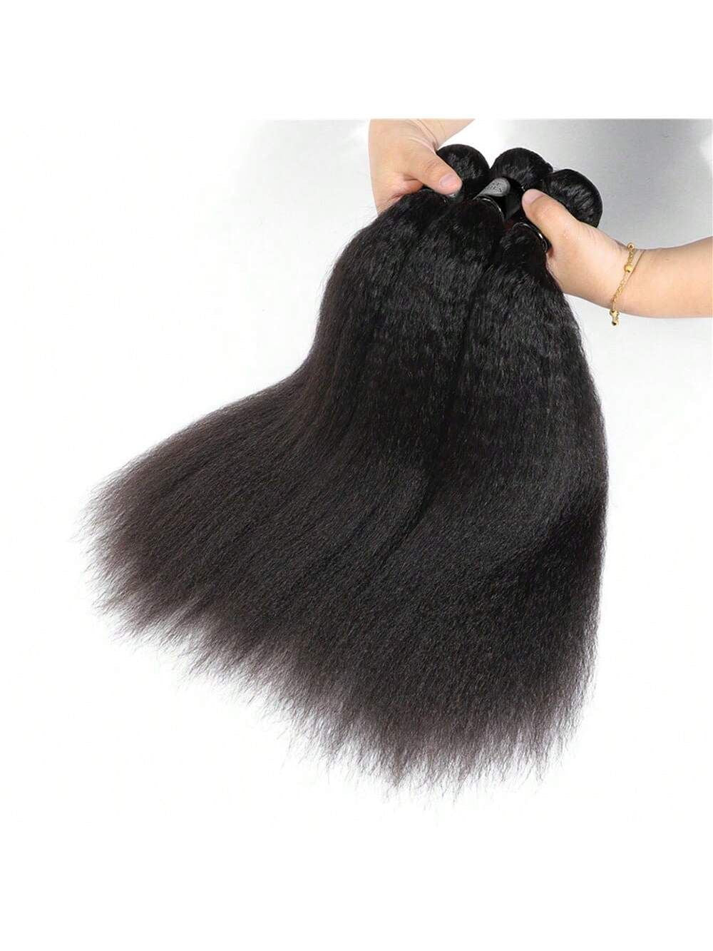 Virgin Brazilian Human Hair Bundle Extensions - Straight Light Yaki